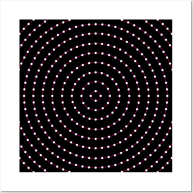 Circular Bullseye Pattern no.3 Black with Pink LIne with White Dots Wall Art by Neil Feigeles